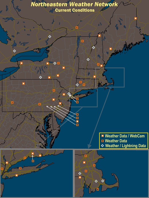 Mesomap of Northeastern Weather Network Stations